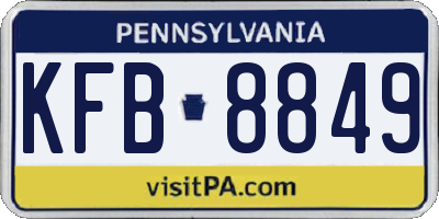 PA license plate KFB8849