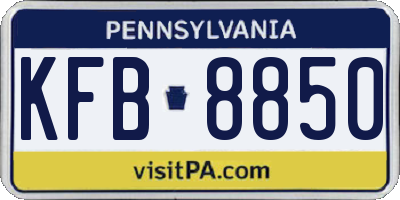 PA license plate KFB8850