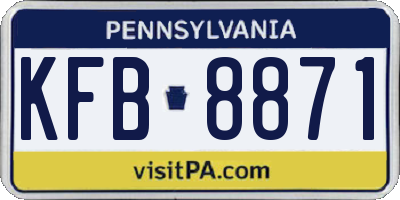 PA license plate KFB8871
