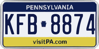 PA license plate KFB8874