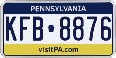 PA license plate KFB8876