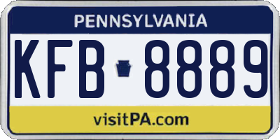 PA license plate KFB8889