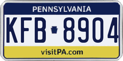 PA license plate KFB8904