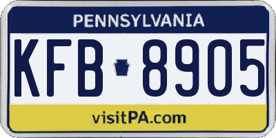 PA license plate KFB8905