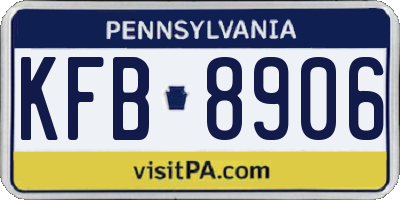 PA license plate KFB8906