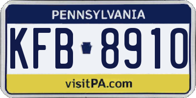 PA license plate KFB8910