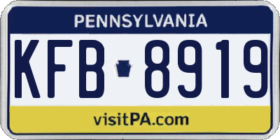PA license plate KFB8919