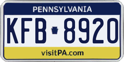 PA license plate KFB8920