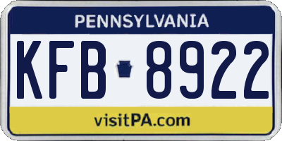 PA license plate KFB8922