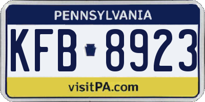 PA license plate KFB8923