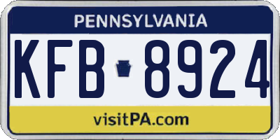 PA license plate KFB8924