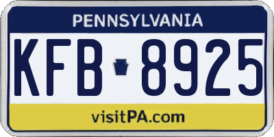 PA license plate KFB8925