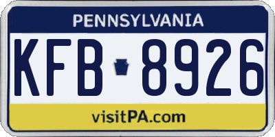 PA license plate KFB8926