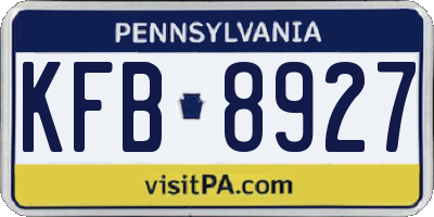 PA license plate KFB8927