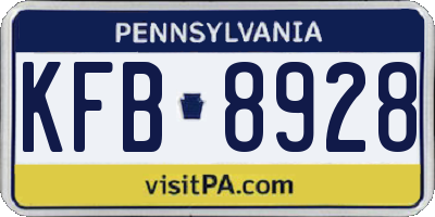 PA license plate KFB8928