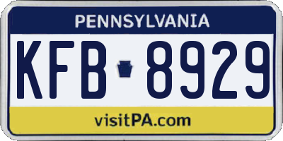 PA license plate KFB8929