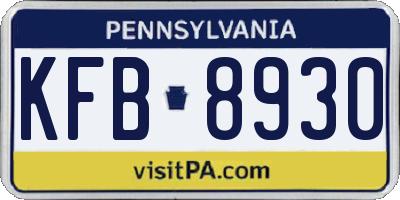 PA license plate KFB8930