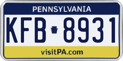 PA license plate KFB8931
