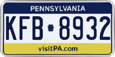 PA license plate KFB8932