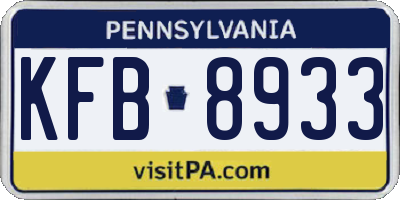 PA license plate KFB8933