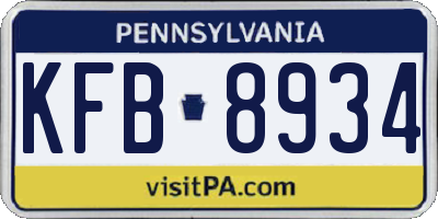 PA license plate KFB8934