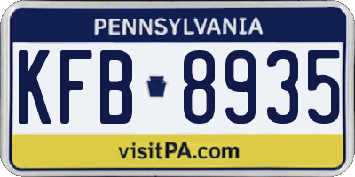 PA license plate KFB8935