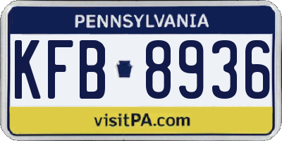 PA license plate KFB8936