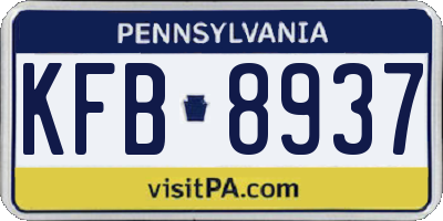 PA license plate KFB8937