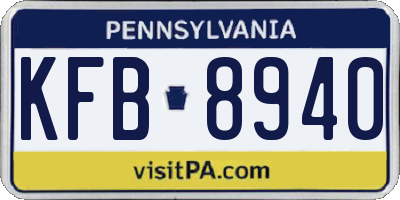 PA license plate KFB8940
