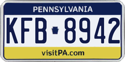 PA license plate KFB8942