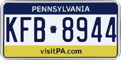 PA license plate KFB8944