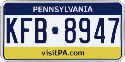 PA license plate KFB8947