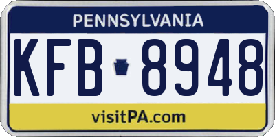 PA license plate KFB8948