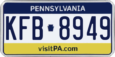 PA license plate KFB8949