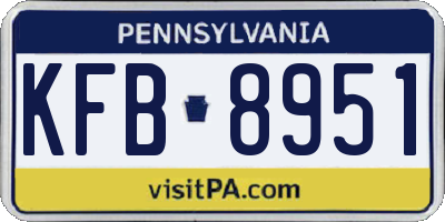 PA license plate KFB8951