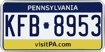 PA license plate KFB8953