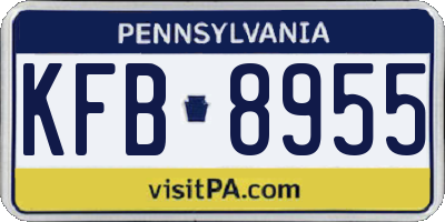 PA license plate KFB8955