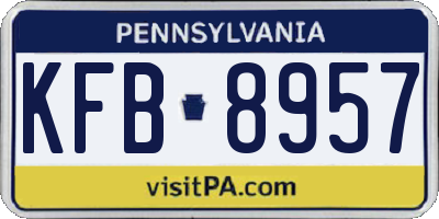 PA license plate KFB8957