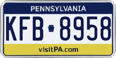 PA license plate KFB8958