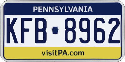 PA license plate KFB8962