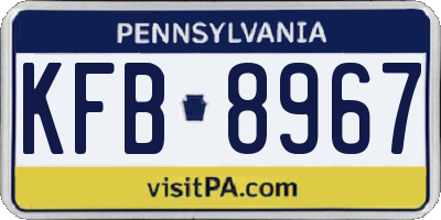 PA license plate KFB8967