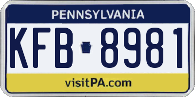 PA license plate KFB8981
