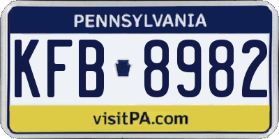PA license plate KFB8982