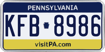 PA license plate KFB8986