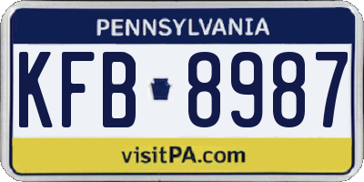 PA license plate KFB8987