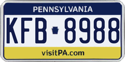 PA license plate KFB8988