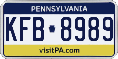 PA license plate KFB8989
