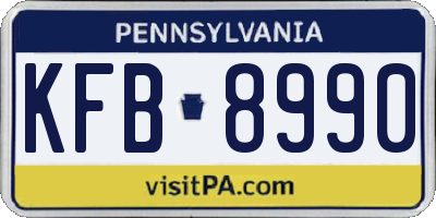 PA license plate KFB8990