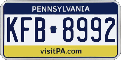 PA license plate KFB8992