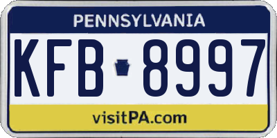 PA license plate KFB8997